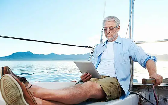 using an ipad on a boat